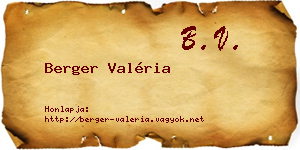 Berger Valéria névjegykártya